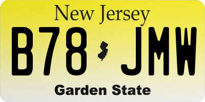 NJ license plate B78JMW
