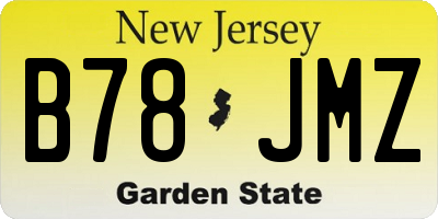 NJ license plate B78JMZ