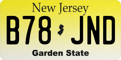 NJ license plate B78JND