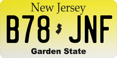 NJ license plate B78JNF