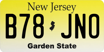 NJ license plate B78JNO