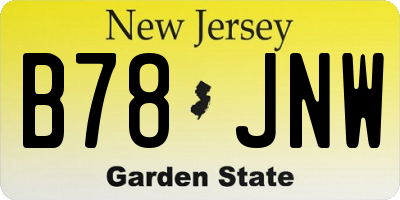 NJ license plate B78JNW