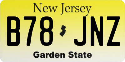 NJ license plate B78JNZ