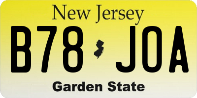 NJ license plate B78JOA