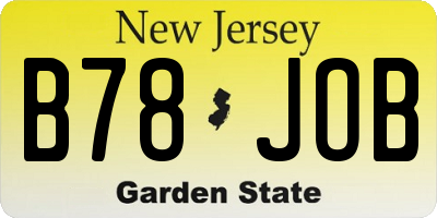 NJ license plate B78JOB