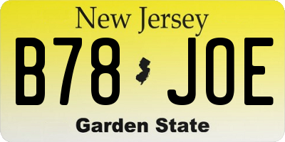 NJ license plate B78JOE