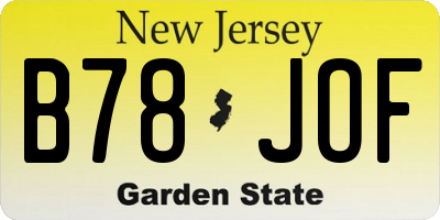 NJ license plate B78JOF