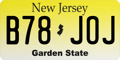 NJ license plate B78JOJ