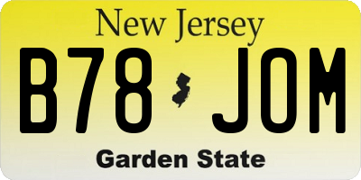 NJ license plate B78JOM