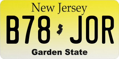 NJ license plate B78JOR