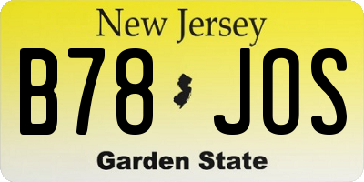 NJ license plate B78JOS