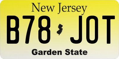 NJ license plate B78JOT