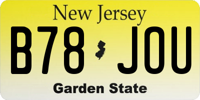 NJ license plate B78JOU