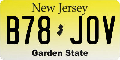 NJ license plate B78JOV