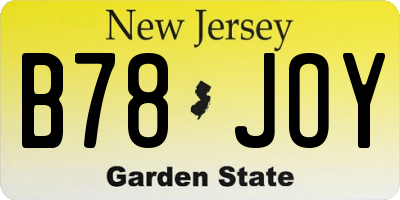 NJ license plate B78JOY