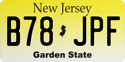 NJ license plate B78JPF