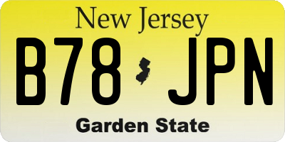NJ license plate B78JPN