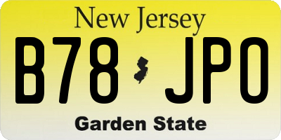 NJ license plate B78JPO