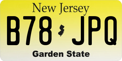 NJ license plate B78JPQ