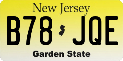 NJ license plate B78JQE