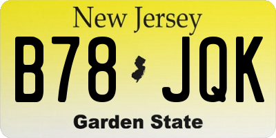 NJ license plate B78JQK
