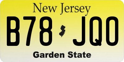 NJ license plate B78JQO