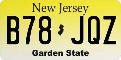 NJ license plate B78JQZ