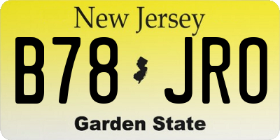 NJ license plate B78JRO