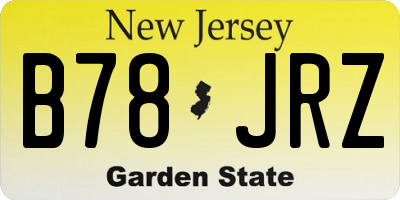 NJ license plate B78JRZ