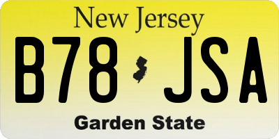 NJ license plate B78JSA