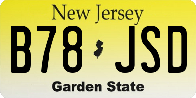 NJ license plate B78JSD