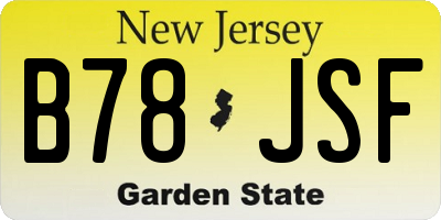NJ license plate B78JSF