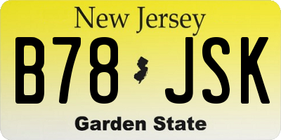 NJ license plate B78JSK