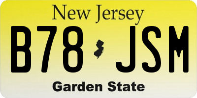 NJ license plate B78JSM