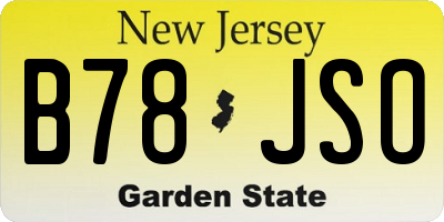 NJ license plate B78JSO