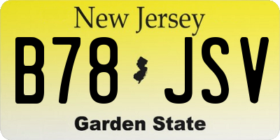 NJ license plate B78JSV