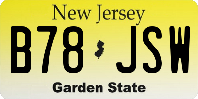 NJ license plate B78JSW
