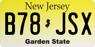 NJ license plate B78JSX