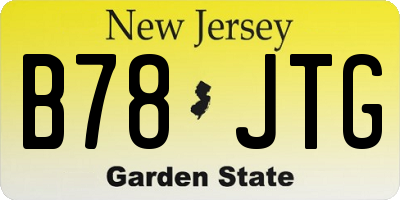 NJ license plate B78JTG