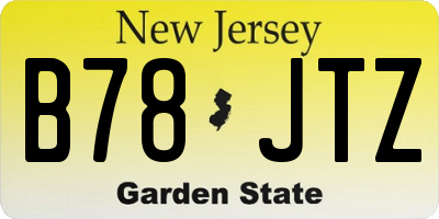 NJ license plate B78JTZ
