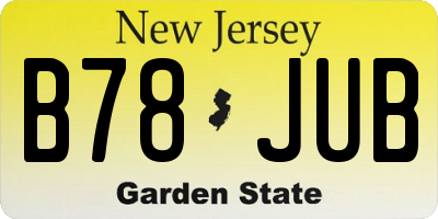 NJ license plate B78JUB