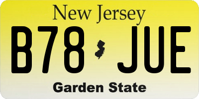 NJ license plate B78JUE