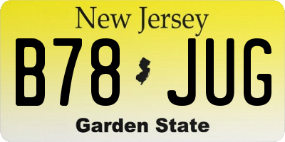NJ license plate B78JUG