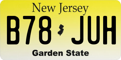 NJ license plate B78JUH