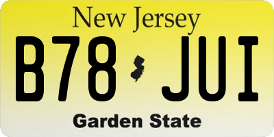 NJ license plate B78JUI