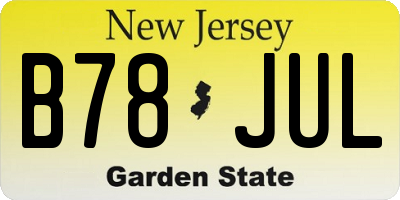 NJ license plate B78JUL