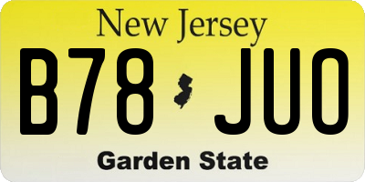 NJ license plate B78JUO
