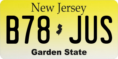 NJ license plate B78JUS