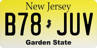 NJ license plate B78JUV