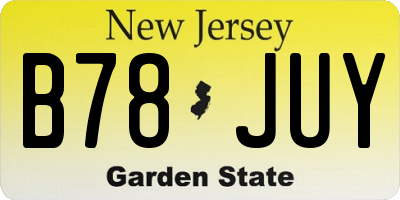 NJ license plate B78JUY